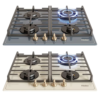 Haier Four Burners Gas Stove with Blue Flame and Stainless Steel Surface for Modern Kitchen 3d model