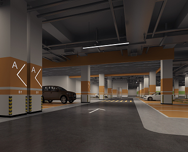 Modern Parking Mall Hotel Underground Garage 3d model