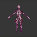 3D Cyberpunk Mechanical Character Design With White Red Armor And Gear