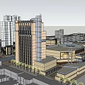 Modern Urban Commercial Complex with High Rise Buildings Retail Spaces and Public Plazas