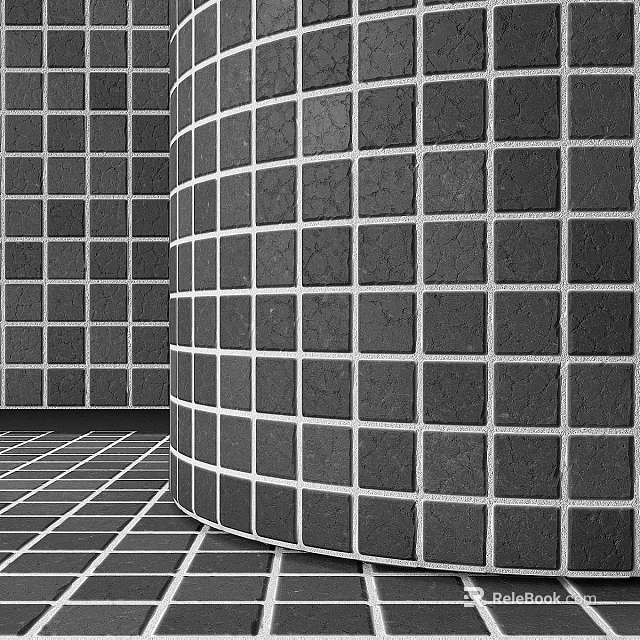 Building Components Featuring Square Black And White Tiles On Wall 3d model 