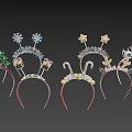 Christmas Themed Headbands With Snowflakes Stars Candy Canes And Reindeer Antlers