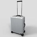 Silver Hard Shell Suitcase With Vertical Stripes Telescopic Handle And Rolling Wheels 3d model