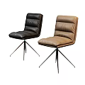 Modern Leather Dining Chairs In Black And Brown With Metal Legs And Tufted Design