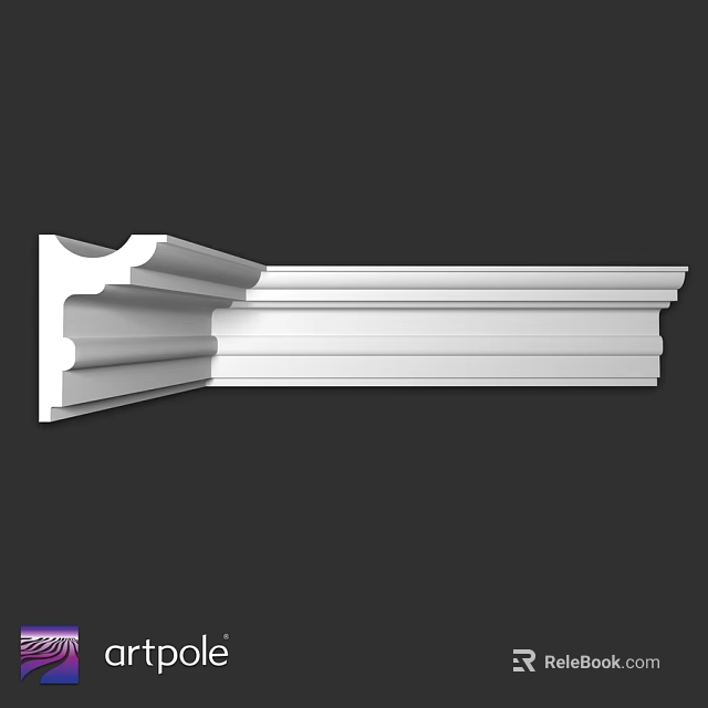 White Decorative Architectural Component With Layered Design And Ornamental Lines 3d model 