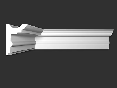 White Decorative Architectural Component With Layered Design And Ornamental Lines 3d model