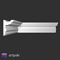 White Decorative Architectural Component With Layered Design And Ornamental Lines