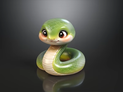 Modern Sofa And Tea Table Set With Cute Cartoon Green Snake Ornament For Home Decor 3d model