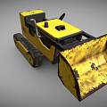 Yellow Bulldozer Functional Vehicle With Tracks Worn Front Blade And Cab