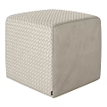 Light Beige Square Ottoman With Woven Texture And Soft Comfortable Surface