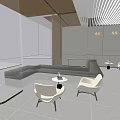 Modern Minimalist Table And Chair Set With White Leather Chairs In Bright Interior Lounge