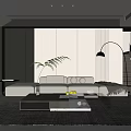 Modern Living Room Interior With White Sofa Black Armchair Coffee Table And Floor Lamp