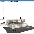 Modern Cream Style Double Bed Fabric Double Bedside Table Chandelier Dressing Table Single Chair 3d model