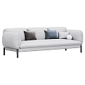 Modern Three Seater Sofa With Various Colors Decorative Pillows And Metal Legs