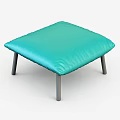 Modern Single Chair With Blue Padded Seat And Gray Metal Legs For Living Room