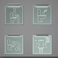 Bathroom Icon Wall Mounted Hanging Decor With Different Types of Toilet Usage Illustrations