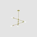 Modern Brass Chandelier With Clear Glass Globe And Spiral Filament Design