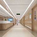 Modern Hospital Outpatient Clinic Corridor With Nurse Station Consultation Rooms And Bright Signage