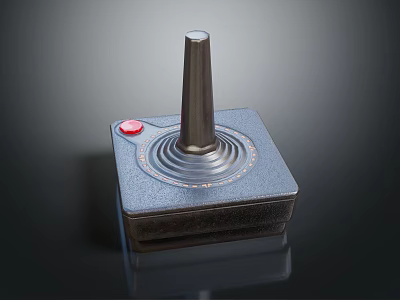 Car Joystick Control Component With Square Base Red Button And Textured Surface 3d model