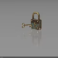 Vintage Brass Padlock Hardware Tool With Rustic Key And Antique Design Details