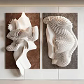 Modern 3D Textured Wall Decor With White Sculptural Design And Brown Gray Backdrops