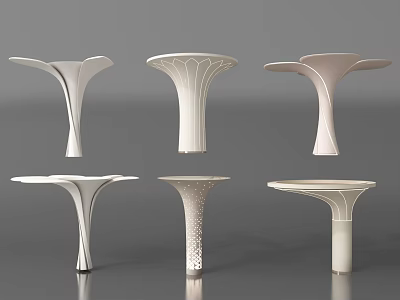 Modern White Decorative Pillars With Various Unique Artistic Design Styles And Features 3d model