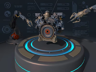 engine mechanical arm artificial intelligence 3d model