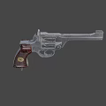 Vintage Revolver With Metallic Body Wooden Grip And Classic Design On Dark Background