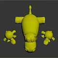 Three Toy Characters Featuring Green Headed Duck Gray Hippo And Yellow Duck Together
