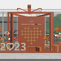 Orange Themed Event Decoration With Heart Shape 2023 Numbers Gift Boxes And Roses