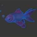 Vibrant Pink Goldfish Swimming With Bubbles On Dark Reflective Background