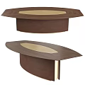 Elegant Modern Dining Table With Wooden Top And Gold Oval Accents Design
