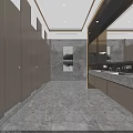 Luxurious Modern Public Toilet With Premium Marble Finishes Warm Lighting And Wooden Partition Stalls