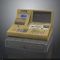 Golden Commercial Cash Register With Display Screen Keyboard And Storage Drawer