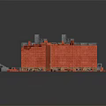 Red And Gray Bricks Stacked On Pallets With Scattered Bricks Around 3d model
