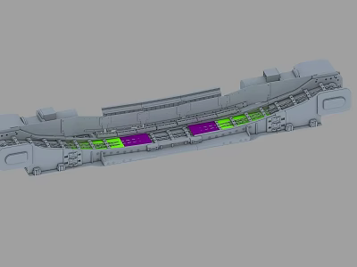 Industrial Equipment Longitudinal Structure With Internal Components And Green Purple Functional Zones 3d model