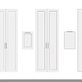 Modern Light Gray Wardrobe Doors With Double Panel Design And Metal Handles 3d model
