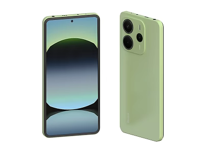 Light Green Smartphone With Triple Camera And Full Screen Front Back View Design 3d model