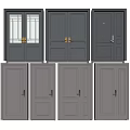 Modern Gray Security Doors With Various Panel Designs And Handles 3d model