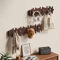 Wall Mounted Wooden Coat Rack With Hooks For Hanging Hats Scarves And Bags