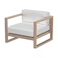 Modern Wooden Frame Leisure Chair With White Cushion Armrest And Simple Design