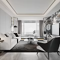 Modern Living Room Interior With Light Gray Sofa Pillows Decorative Artwork And Coffee Table