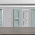 Hinged Doors in Various Styles and Colors with Different Panel Designs 3d model