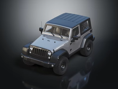 Silver And Black Off Road Vehicle With Hardtop Large Tires And Front Grille Design 3d model
