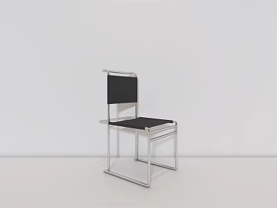 Modern Leisure Chair With Metal Frame And Black Fabric Seat Backrest 3d model