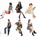 Group of People in Different Casual Outfits Sitting in Various Relaxed Poses