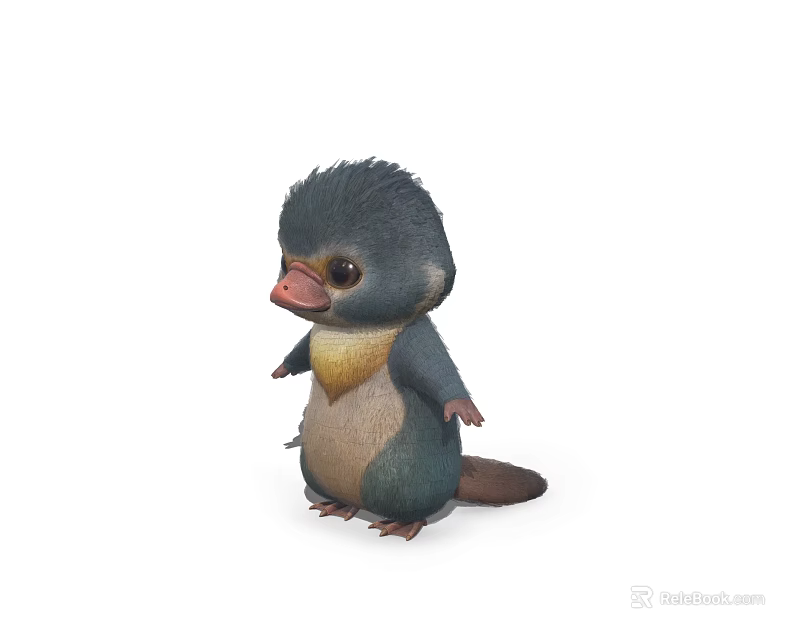 Cute Aquatic Platypus with Soft Fur and Duck Like Bill Standing Alone 3d model 