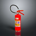 Red Fire Extinguisher With Black Hose Orange Handle And Safety Labels For Home Use