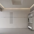 Modern Minimalist Clothing Store Entrance Featuring Clothing Racks Mirror And Shutter