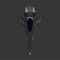 Futuristic Cosmic Spaceship with Sleek Dark Design and Blue Window for Interstellar Exploration